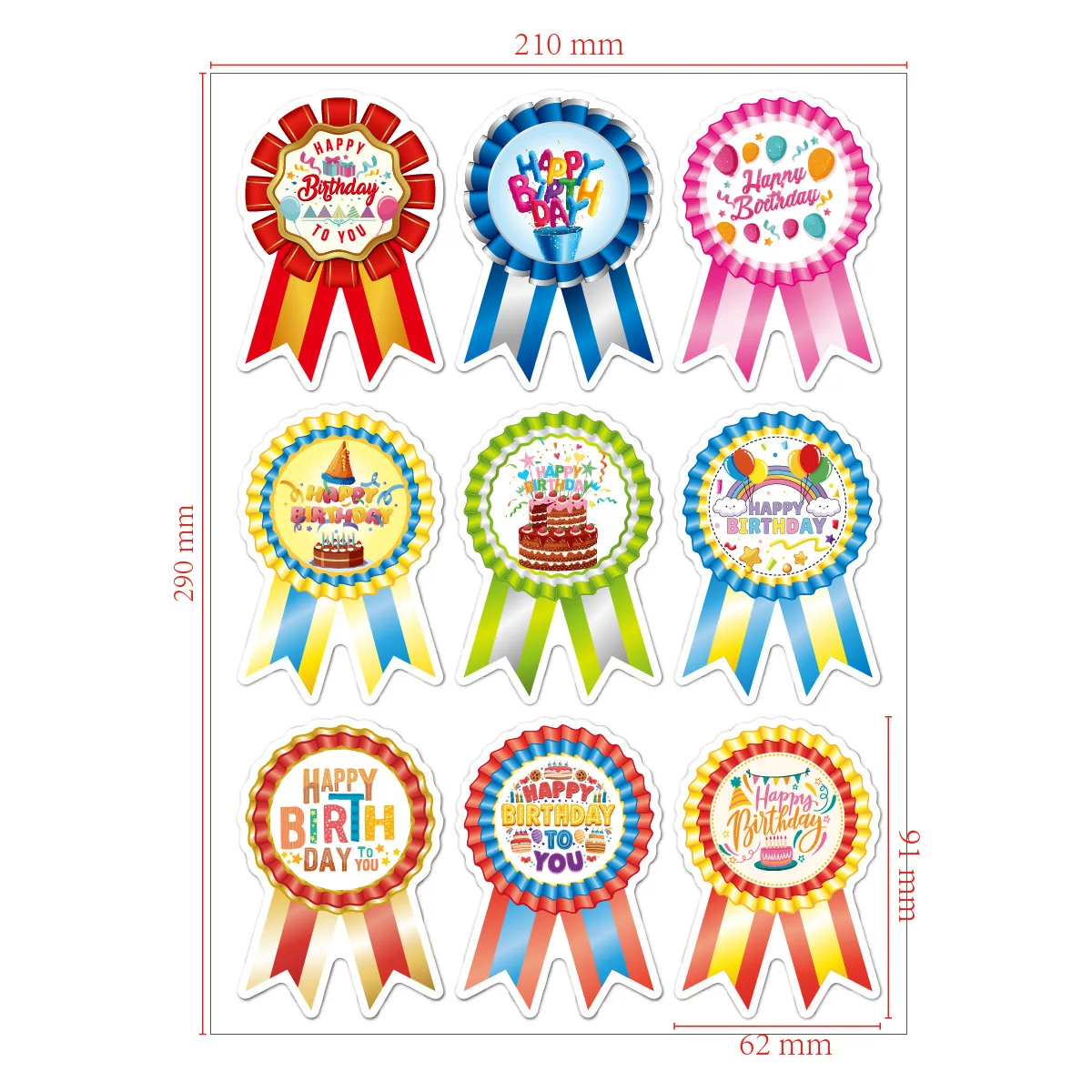 

45pcs/pack Happy Birthday Badge Stickers for Kids Birthday Badge Labels Birthday Decoration Classroom School Family Party Favor
