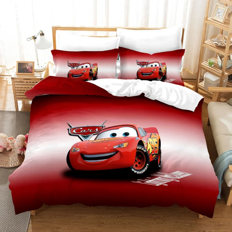 Toon Lightning Mcqueen Car Duvet Cover Sets Bedding Sets Polyester Digital Printing Quilt Cover Cars Boy Gift