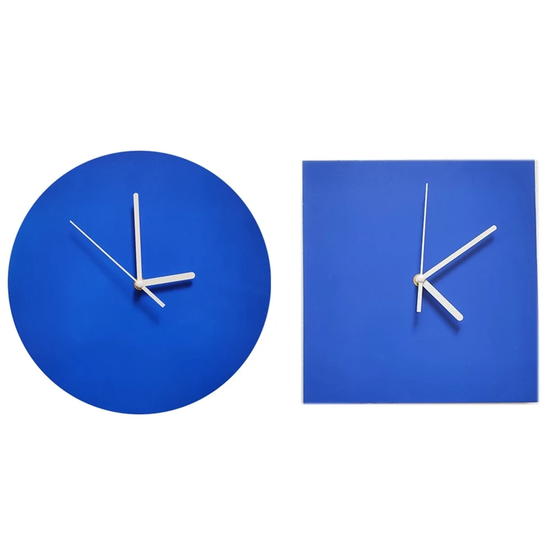 

Синие настенные часы INS в стиле ретро Klein, скандинавские деревянные бесшумные часы, декорация для фона, настольные украшения, реквизит для фото