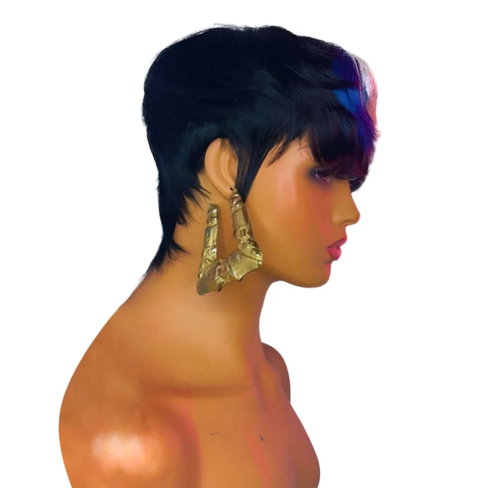 Короткий парик с стрижкой пикси полный машинный бразильские девственные волосы