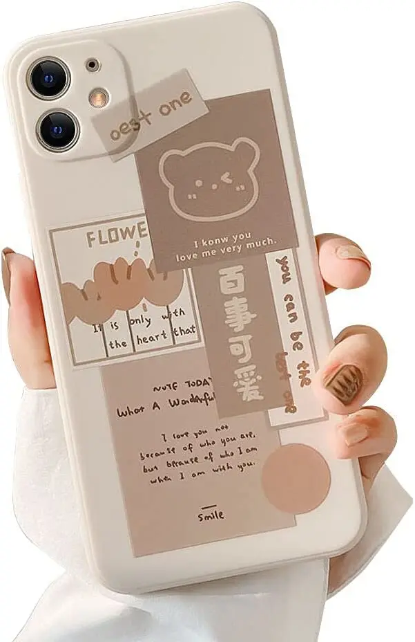 

Compatible with iPhone 11 Case with Cute Bear 3D Cartoon Pattern for Women Girls Soft Silicone Protective for iPhone 11-Brown
