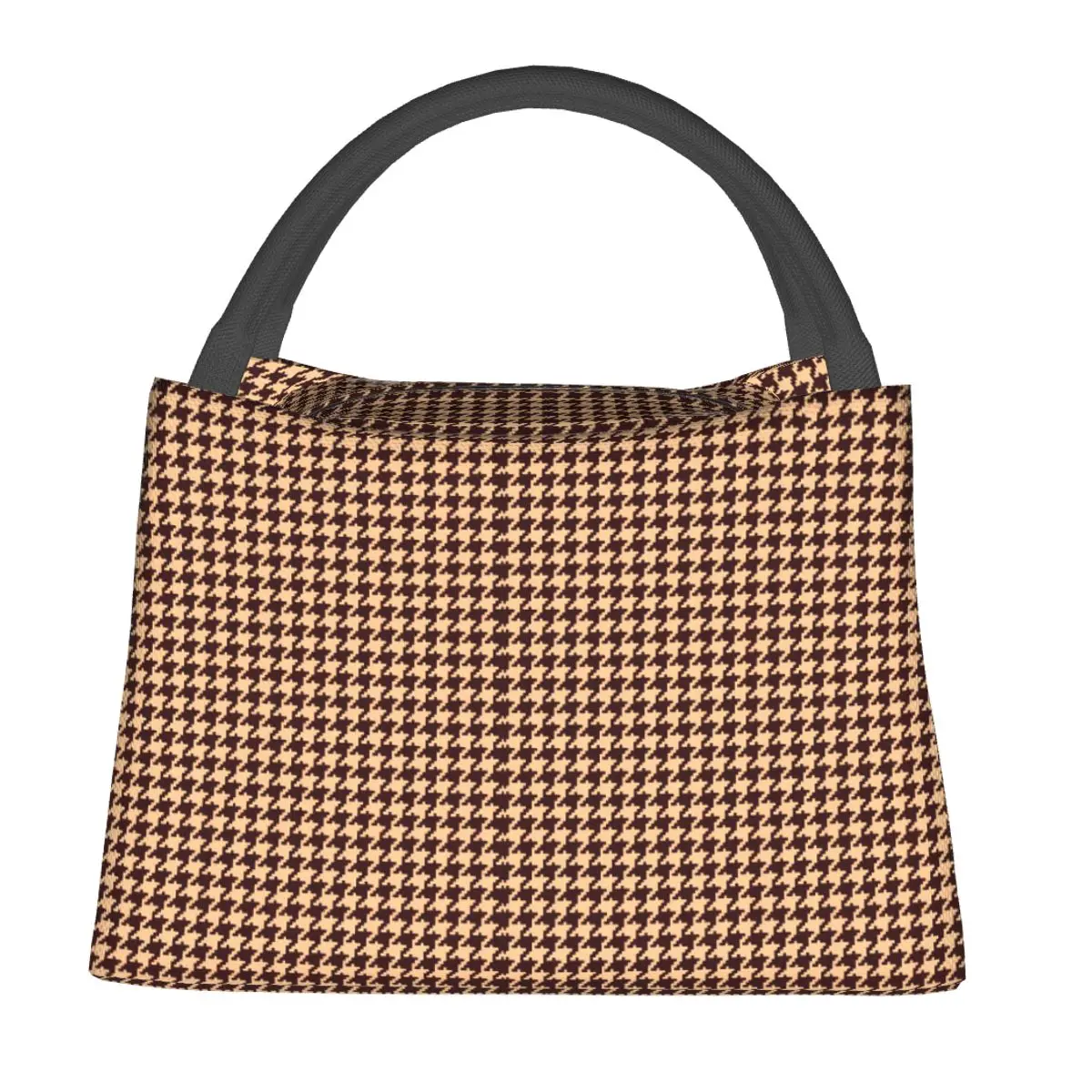 

Houndstooth Art Lunch Bag Vintage Print Fun Lunch Box School Portable Thermal Lunch Bags Graphic Design Cooler Bag