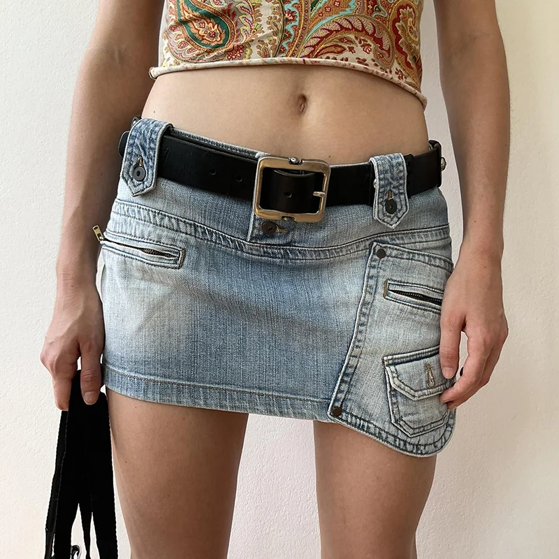

Denim Short Skirt Women's 2023 Summer New Vintage Spicy Girls Slim Europe and America Temperament Female Fit Wrap Hip Skirt