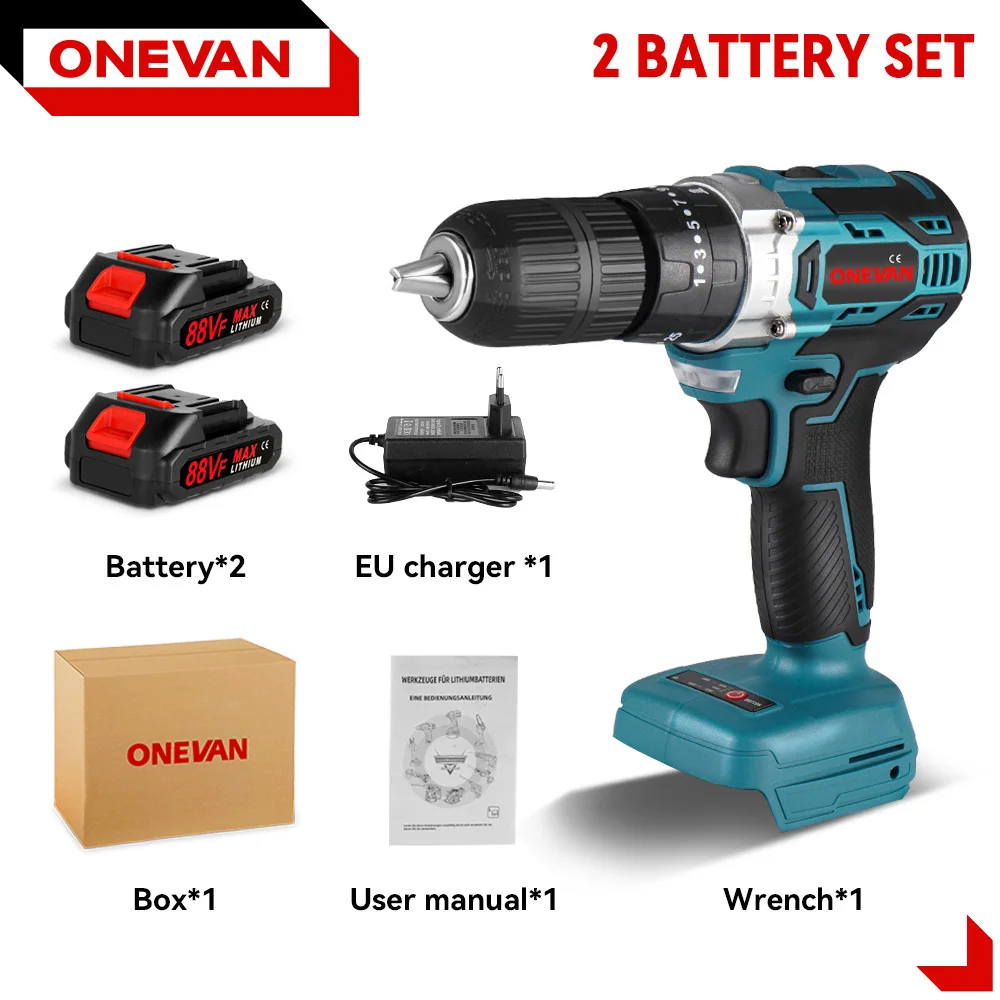 

ONEVAN 25 + 3 крутящего момента, бесщеточная электрическая дрель, 450 Нм, аккумуляторная отвертка, ударная дрель, электроинструменты для Makita, аккумуляторный штифт 18 В