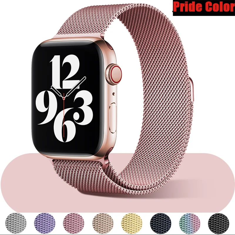 

Strap For Apple Watch Band 44mm 40mm 45mm 41mm 38mm 42mm 44 45 mm Magnetic Loop Metal correa bracelet iWatch 3 4 5 6 se 7 band