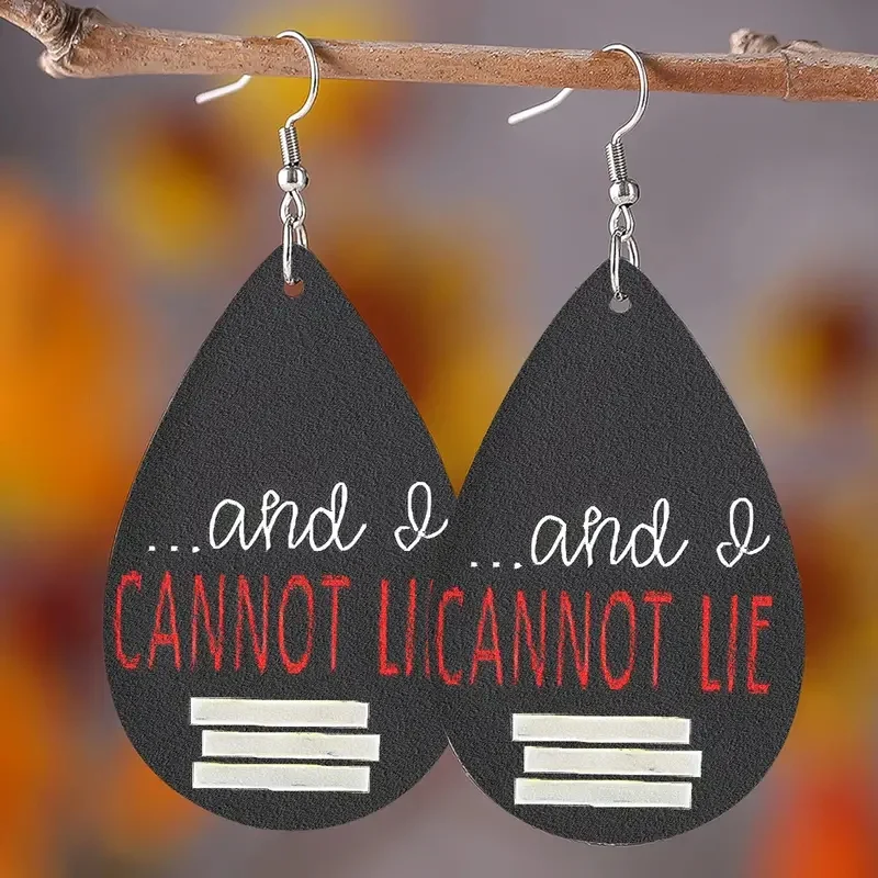 

1Pair Bohemian Fashion Style PU Leather Droplet Earrings Print Men's and Women's Daily Wear Ear Jewelry Creative Personalized Gi