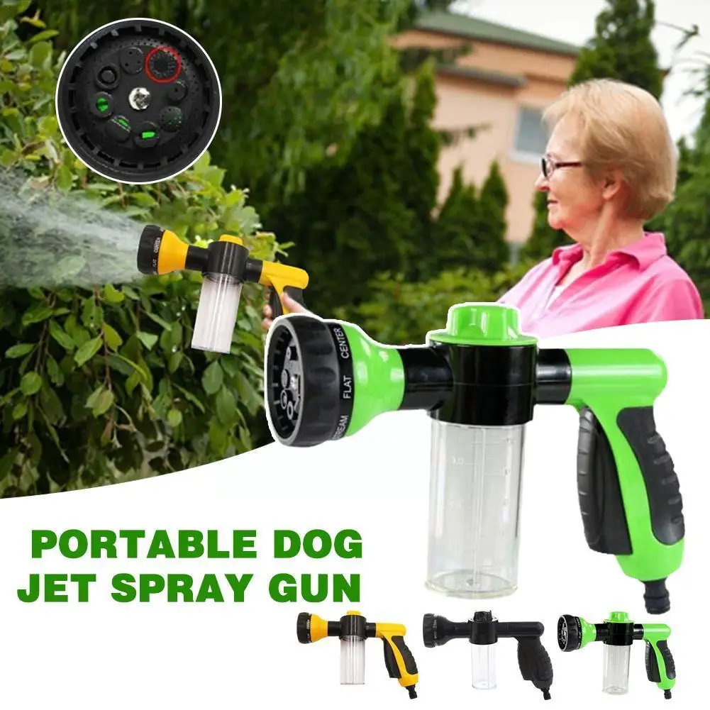 

Portable Dog Jet Spray Gun 8 In 1 Pressure Hose Nozzle Tools Gun Spray Gun Dispenser Garden Watering Car Foam Soap Jet Wash A0Y2
