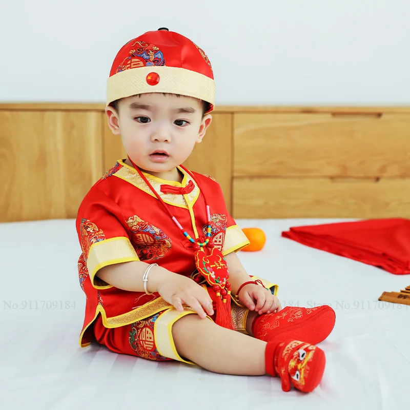 

Костюм Тан в традиционном китайском стиле для маленьких мальчиков и девочек, аксессуары для новорожденных, шорты и штаны, восточные комплекты одежды