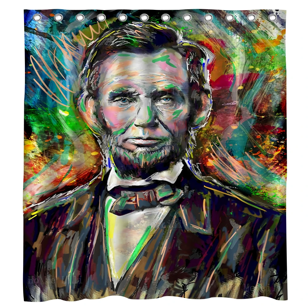 

Abraham Lincoln American President Portrait Painting Waterproof Shower Curtain By Ho Me Lili For Bathroom Decor