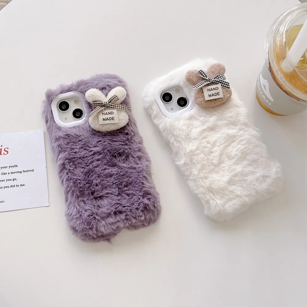 

Rabbit Pattern Plush Phone Case For iphone 14 ProMax 12 12Pro 12ProMax 11 11ProMax 13 13Pro 13ProMax Protect Soft Shell