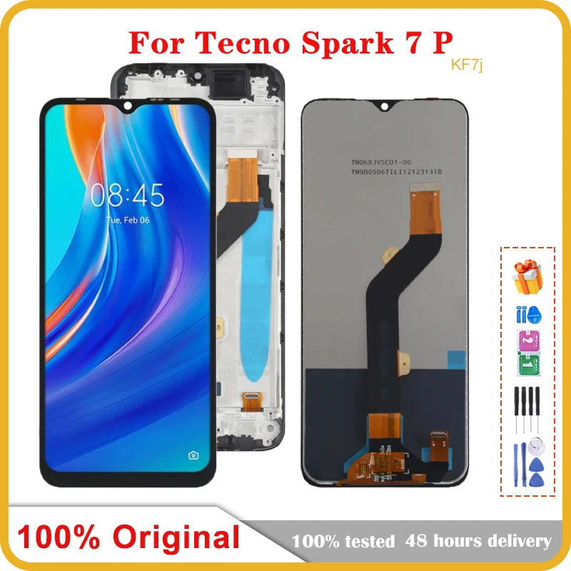 ЖК-дисплей для Tecno Spark 7P KF7j, 6,8 дюйма, оригинальный, новый, запасные части для ремонта автомобиля, ЖК-дисплей