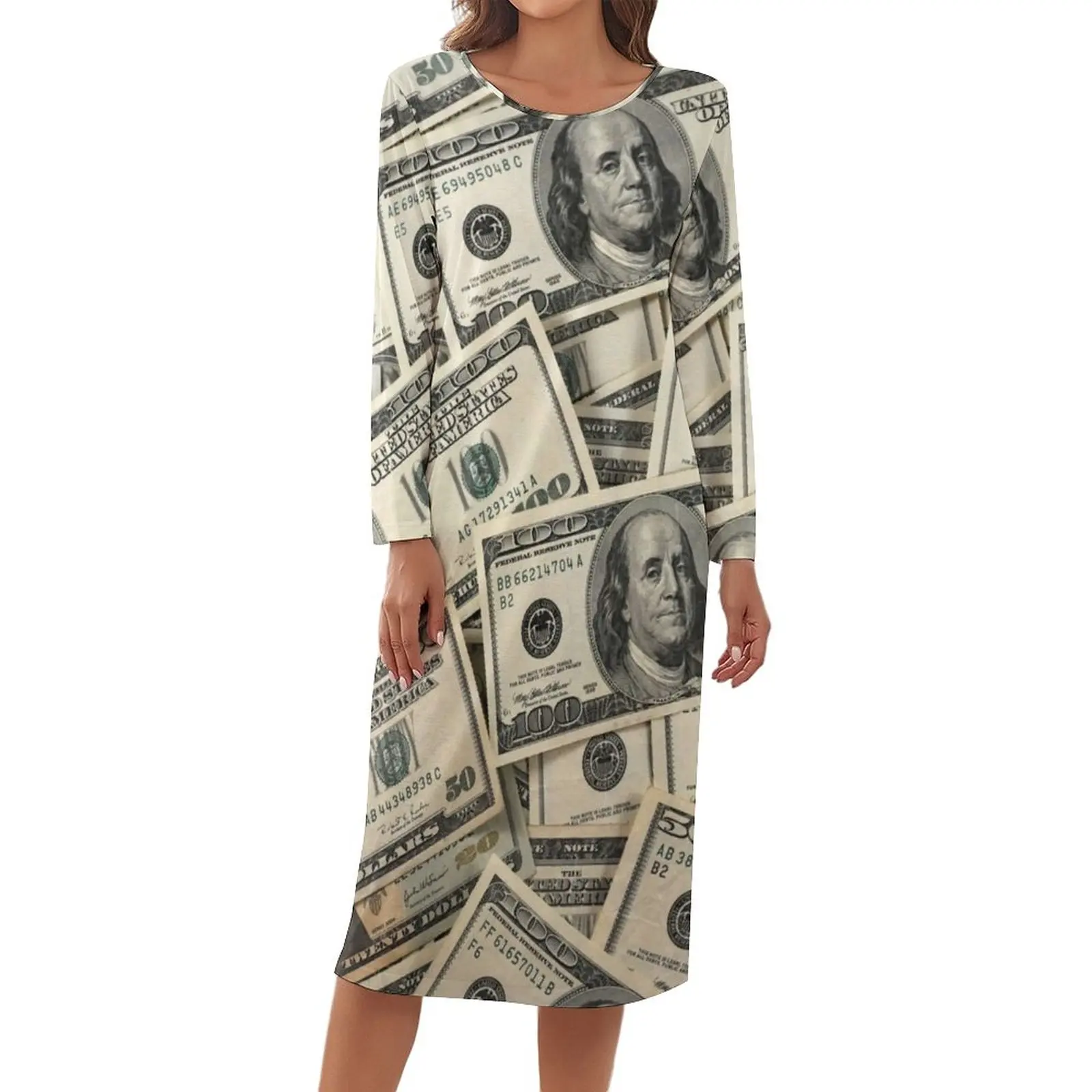 

Dollar Pajama Money U Neck New Lounge Dress Woman Large Size Sexy Sleepwear