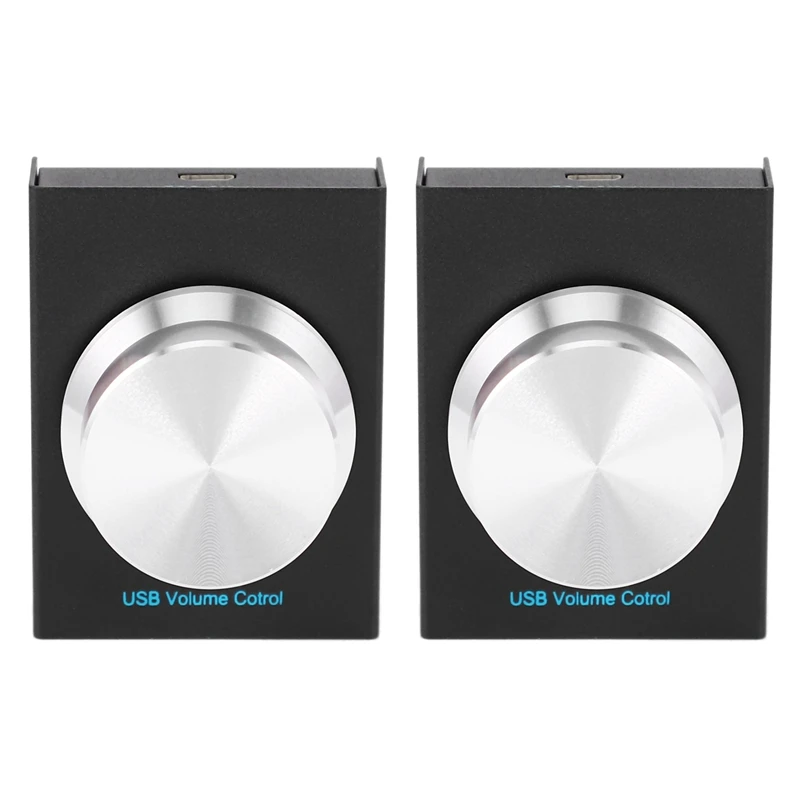 

2X USB Volume Control, Pc Computer Speaker Audio Volume Controller Knob, Support Win7/8/10/Xp/Mac/Vista Android(Black)