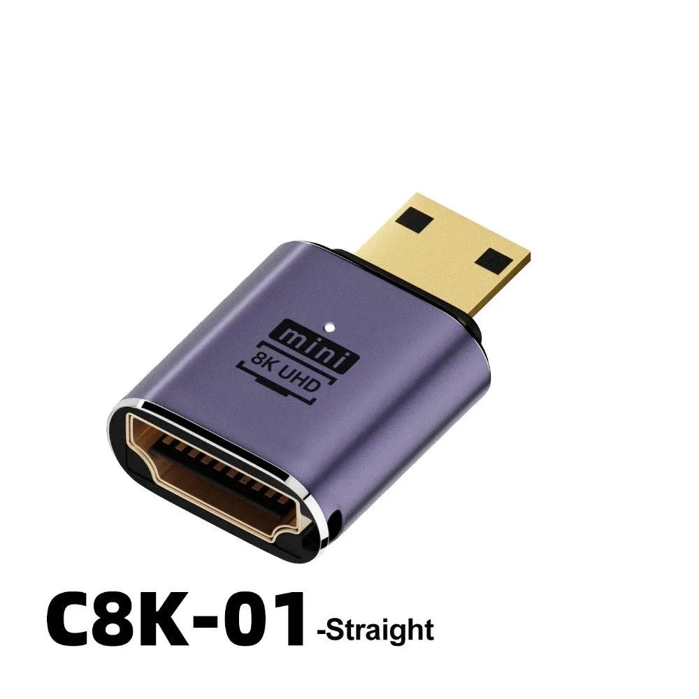 Фото Адаптер, совместимый с HDMI 8K, угловой коннектор 90/270 градусов (штекер-гнездо), мини/микро HDMI-совместимый удлинитель-коннектор №3