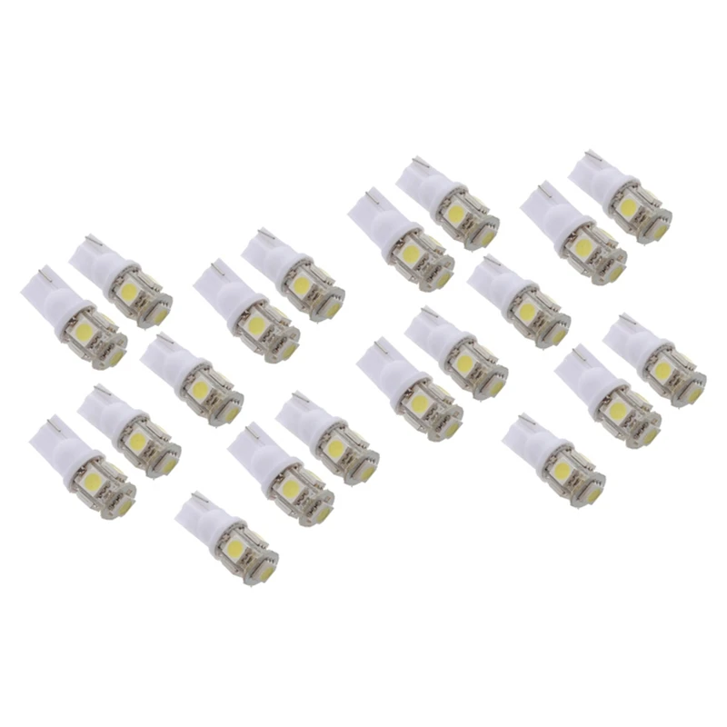 

20X T10 194 168 W5W 5 SMD 5050 светодиодный Ночная лампа, ксеноновая белая для автомобиля