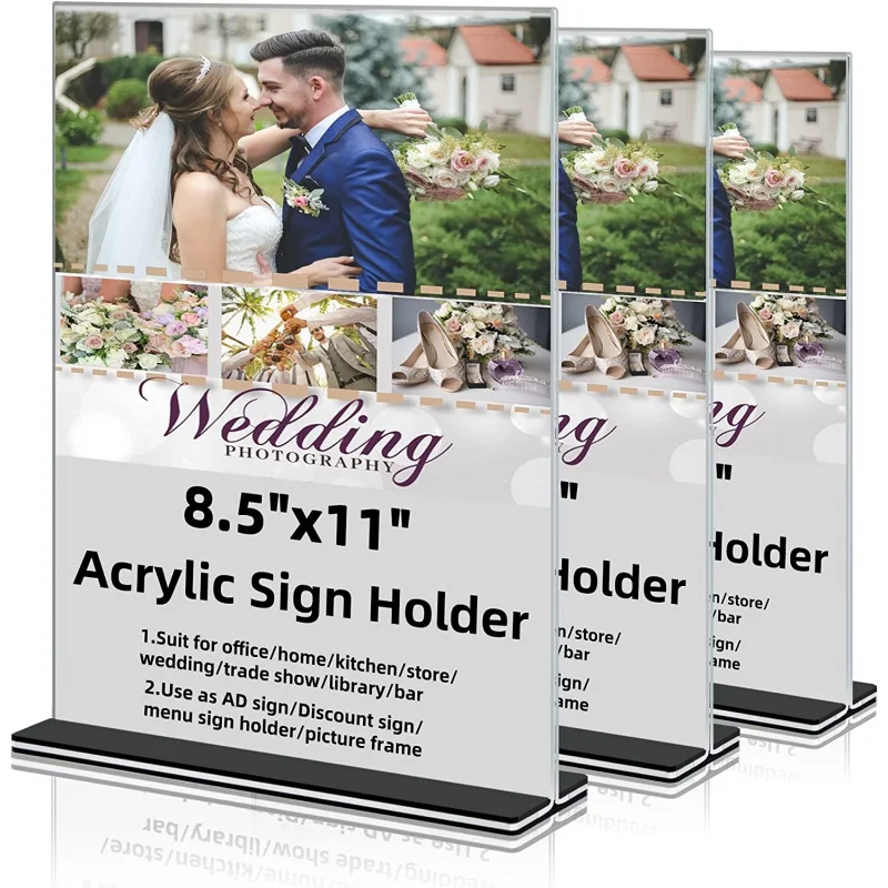 

Двухсторонняя прозрачная настольная акриловая подставка T-образной формы для витрин, настольная плакатная бумага, фотобумага