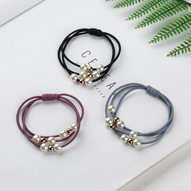 Простые эластичные резинки для волос с имитацией жемчуга в Корейском стиле