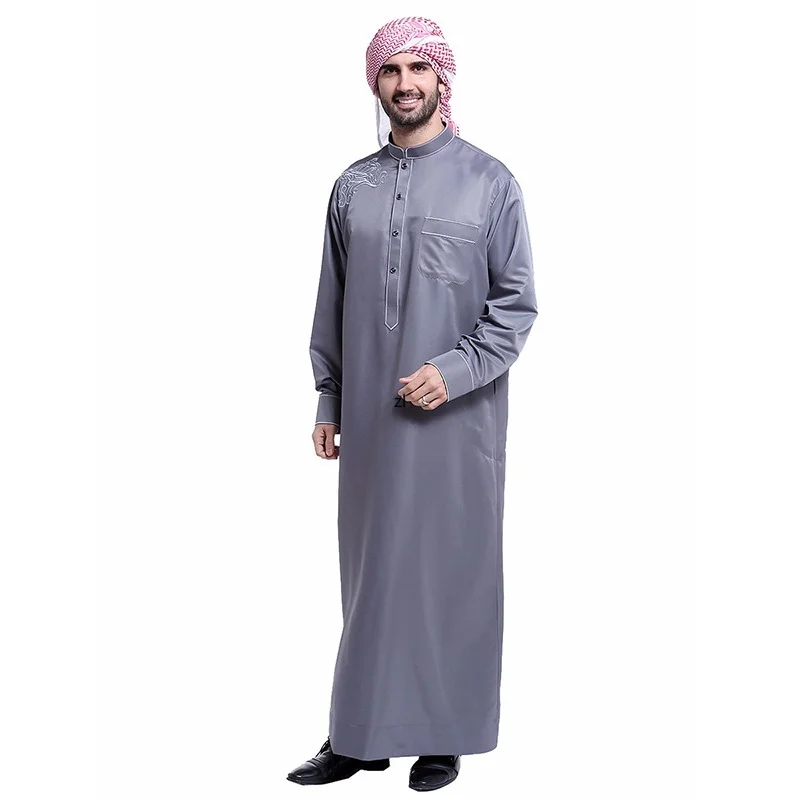 Jubba Thobe for man Muslim Clothing Adult Dubai Kaftan Embroidery Arab Dubai Indian Middle East Islamic Man Robes Plus Size 3XL