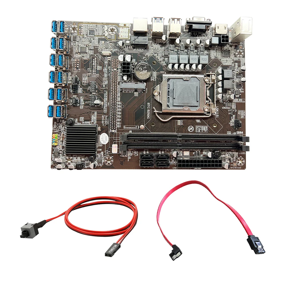 

Материнская плата B250C для майнинга BTC с кабелем SATA + коммутационный кабель 12xpcie на USB3.0 слот GPU LGA1151 поддержка DDR4 DIMM RAM