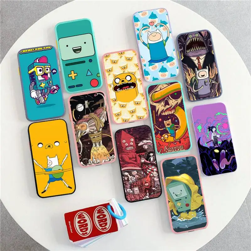 

Cartoon Adventure Time Phone Case for iPhone X XR XS 7 8 Plus 11 12 13 pro MAX 13mini Translucent Matte Case