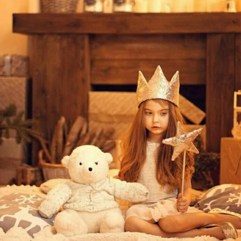 INS Baby Shower для девочек блестящая розовая корона мальчиков головные уборы дня