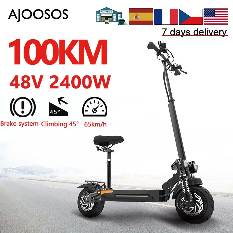 

[100KM Range] Electric Scooter 2400W 48V Electric Scooters Adults 26AH Large Battery Capacity 65km/h Speed E Scooter with Seat