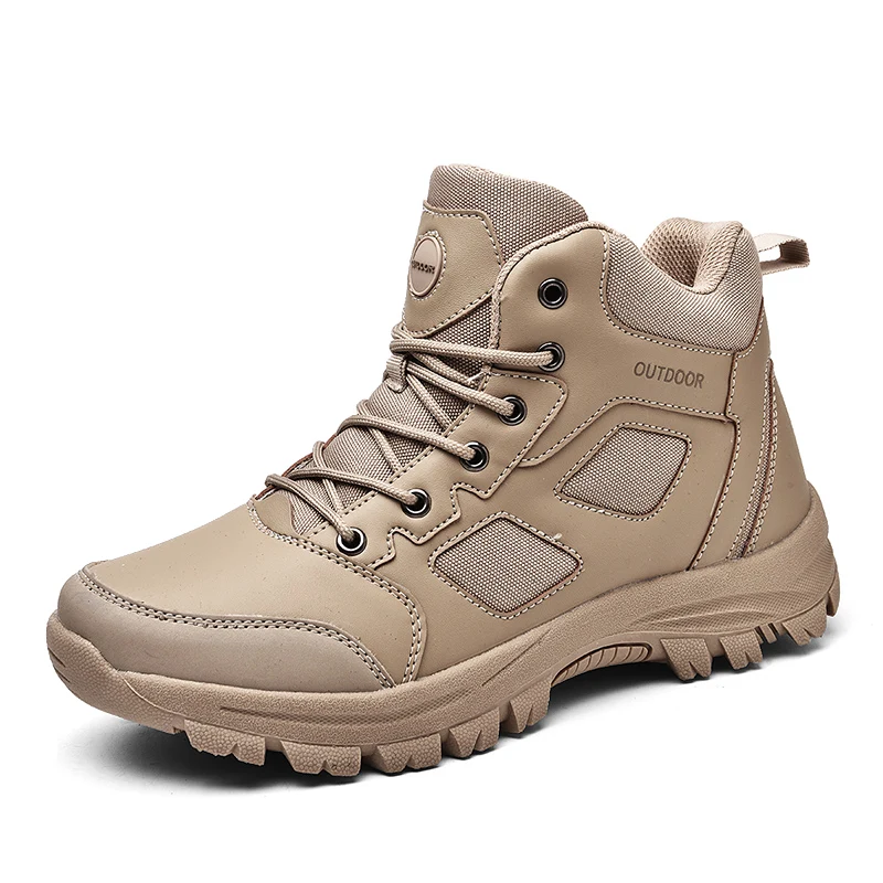 New Men's Military Boots Medium Top Outdoor Hiking Shoes Men Anti-collision Quality Army Tactical Boots Large Size 39-48