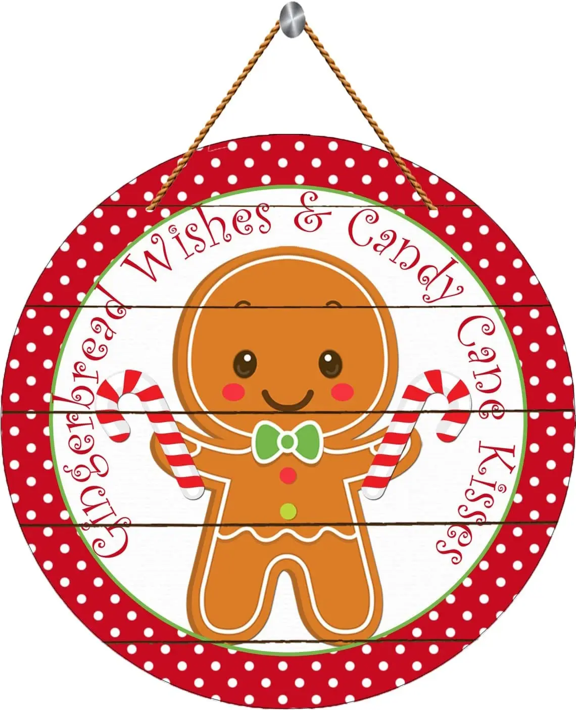

Farmhouse Wall Hanging Wood Plaque Sign Gingerbread Wishes and Candy Cane Kisses Sign Christmas Sign Hanging Wall Sign Vintage