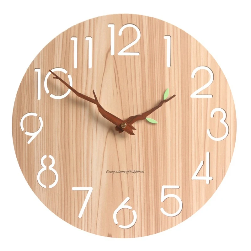 

Nordic Wooden 3D Wall Clock Art Hollow Wall Clock For Children's Room/ Home Decor 12 Inch