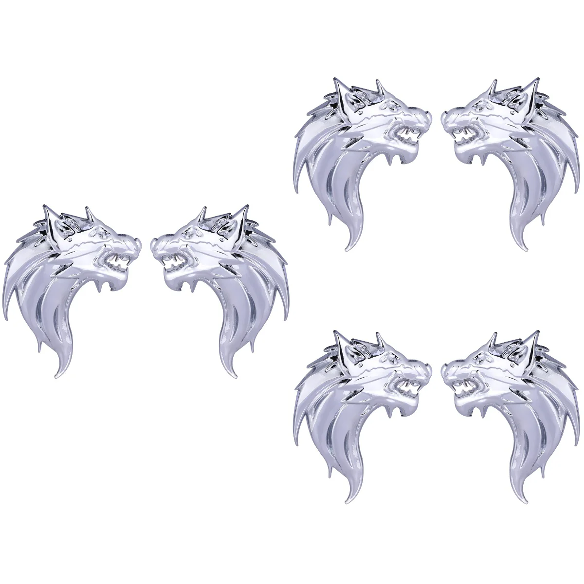 

3 пары, 3D металлические наклейки с головой волка на боковой стороне заднего багажника