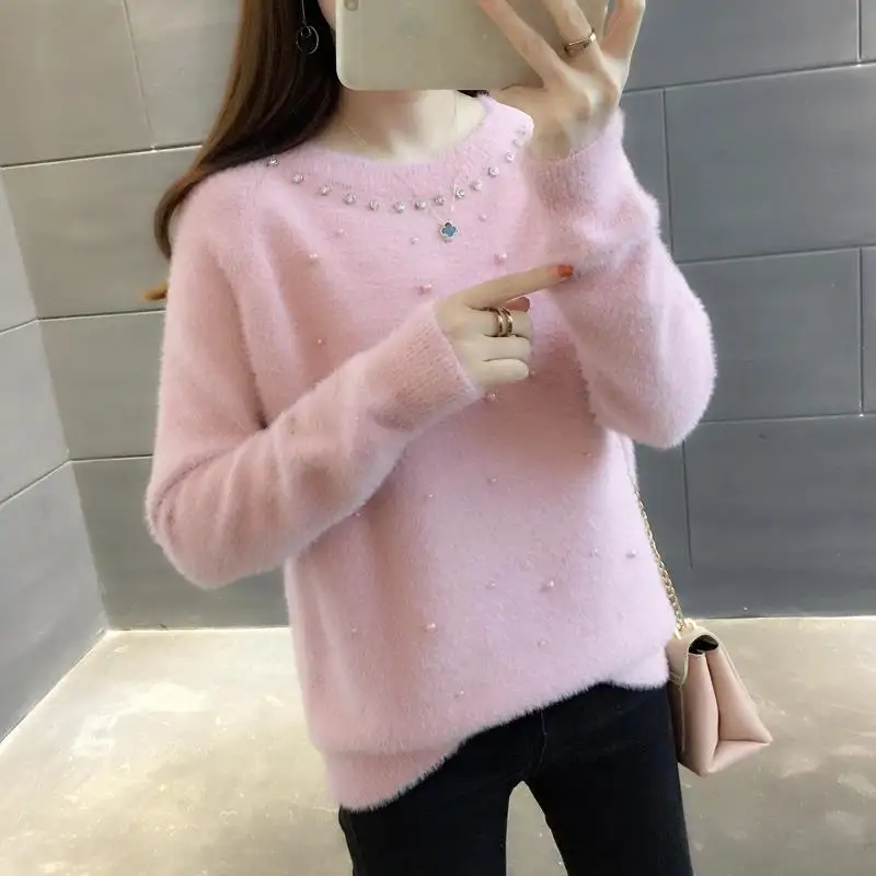 

Autumn Woman Thick Sweater Female Knitted Pullover Sweater Long Sleeve Slim Jumper Ladies O-neck Soft Basic Warm Pullovers G278