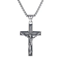 darhsen male men christian jesus cross pendant necklace chain silver color stainless steel fashion jewelry new 2020