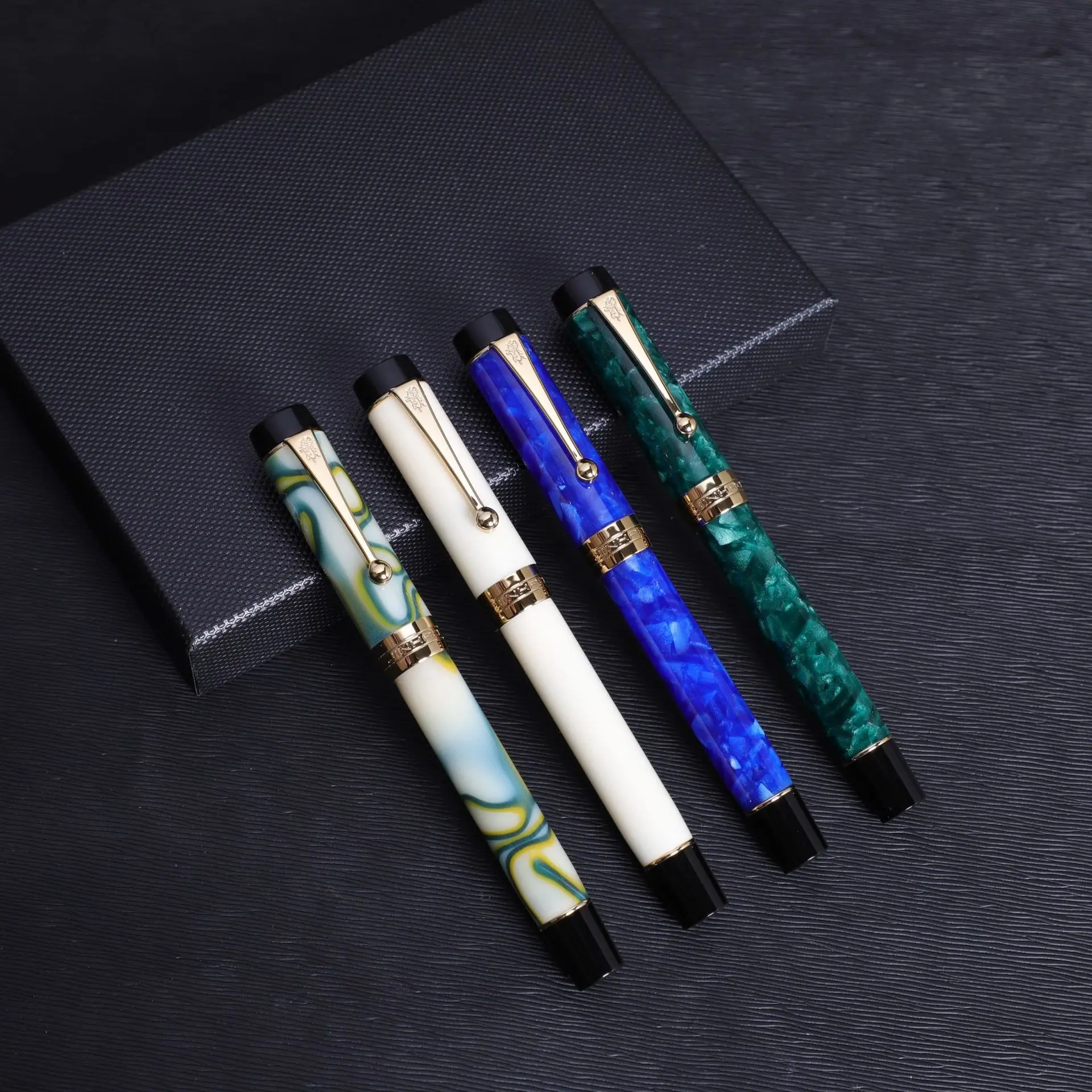 Jinhao 100 Tofu Century Series Pen and Hypertherm Blue 18K Acrylic Office Calligraphy Signature Gift Pen Set