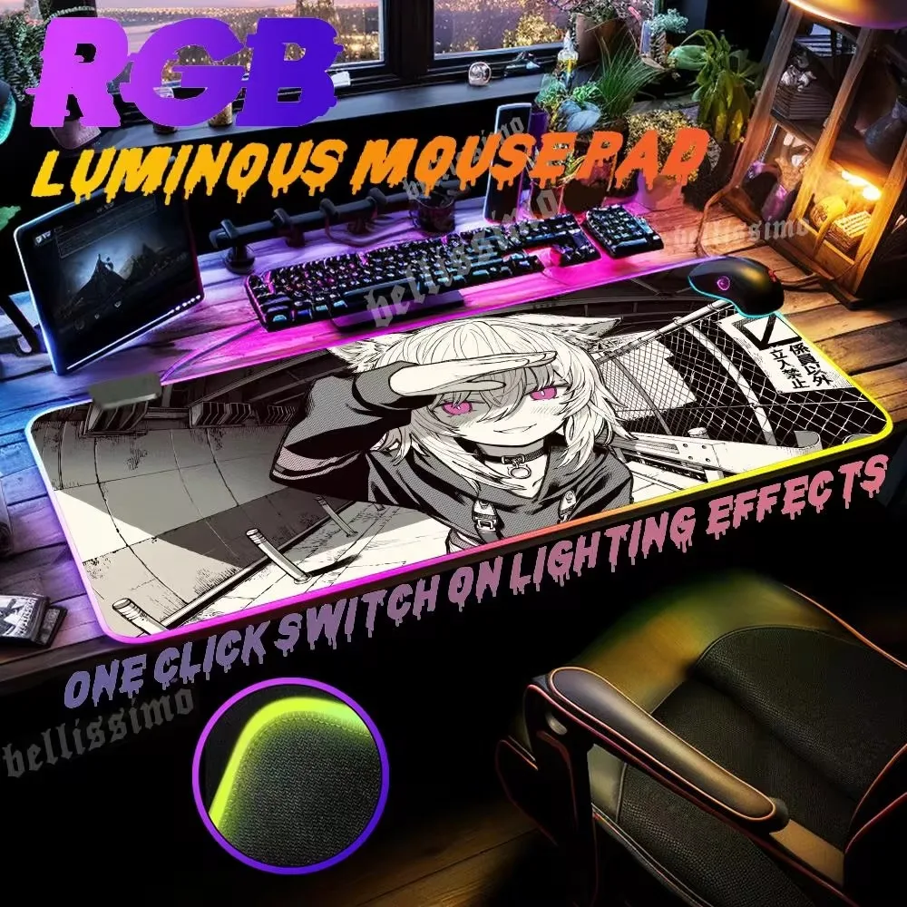 Коврик для мыши Nekomata Okayu RGB Противоскользящий резиновый коврик подсветка