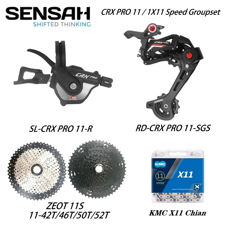 

SENSAH CRX PRO11 1x11 Speed MTB Bike Groupset 11S Shift Lever Alumium Derailleur ZEOT 11v Cassette 46T 50T 52T KMC X11 Chains
