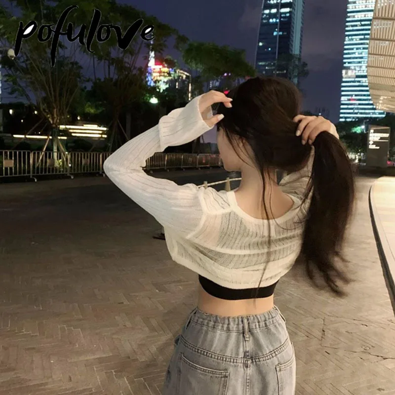 Женская блузка с длинным рукавом тонкий короткий Свободный пуловер в готическом