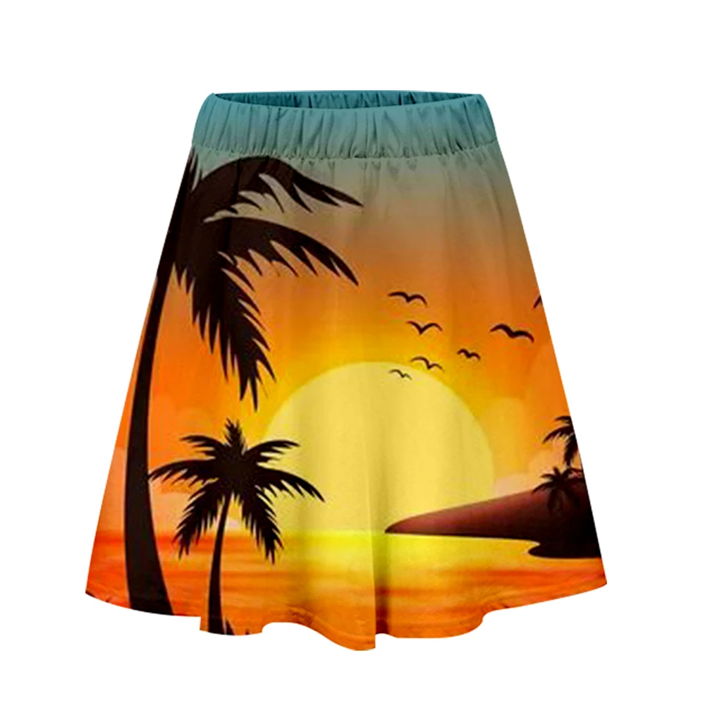Lianshuo 2022 New Summer Ladies Beautiful Short Skirt Thin Section All-match Casual Printing Pattern Beach Skirt Woman Skirts