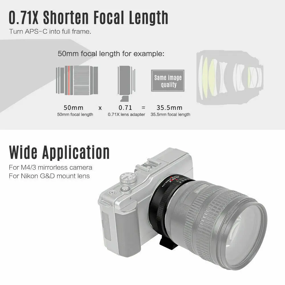 VILTROX Φ 0.71X металлический Адаптер для объектива Nikon G F камеры M4/3 Olympus | Электроника