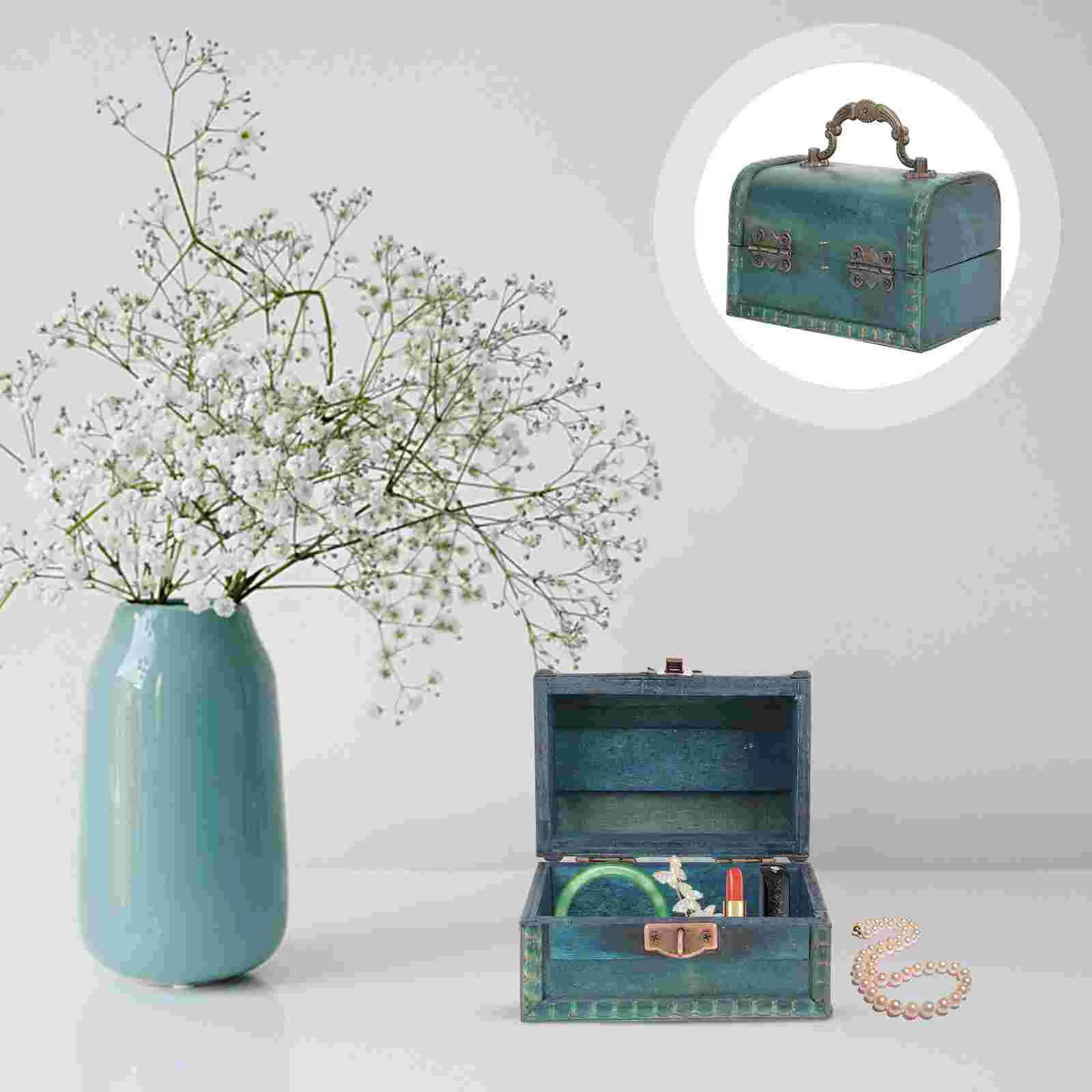 

Box Jewelry Case Storage Trinket Woodentreasure Organizer Retro Groomsmen Proposal Keepsake Vintagedisplay Wood Pirate Earring