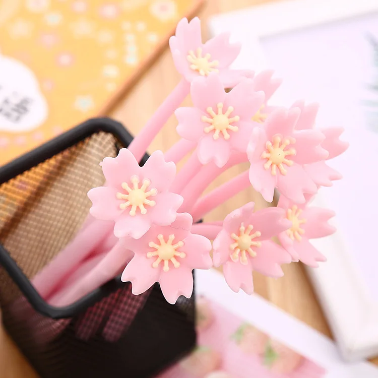 

1Pcs Lytwtw's Silicone Pink Creative Cute Kawaii Sakura Flower Stationery Office School Supply Gel Pen Korea Sweet Pretty Lovely