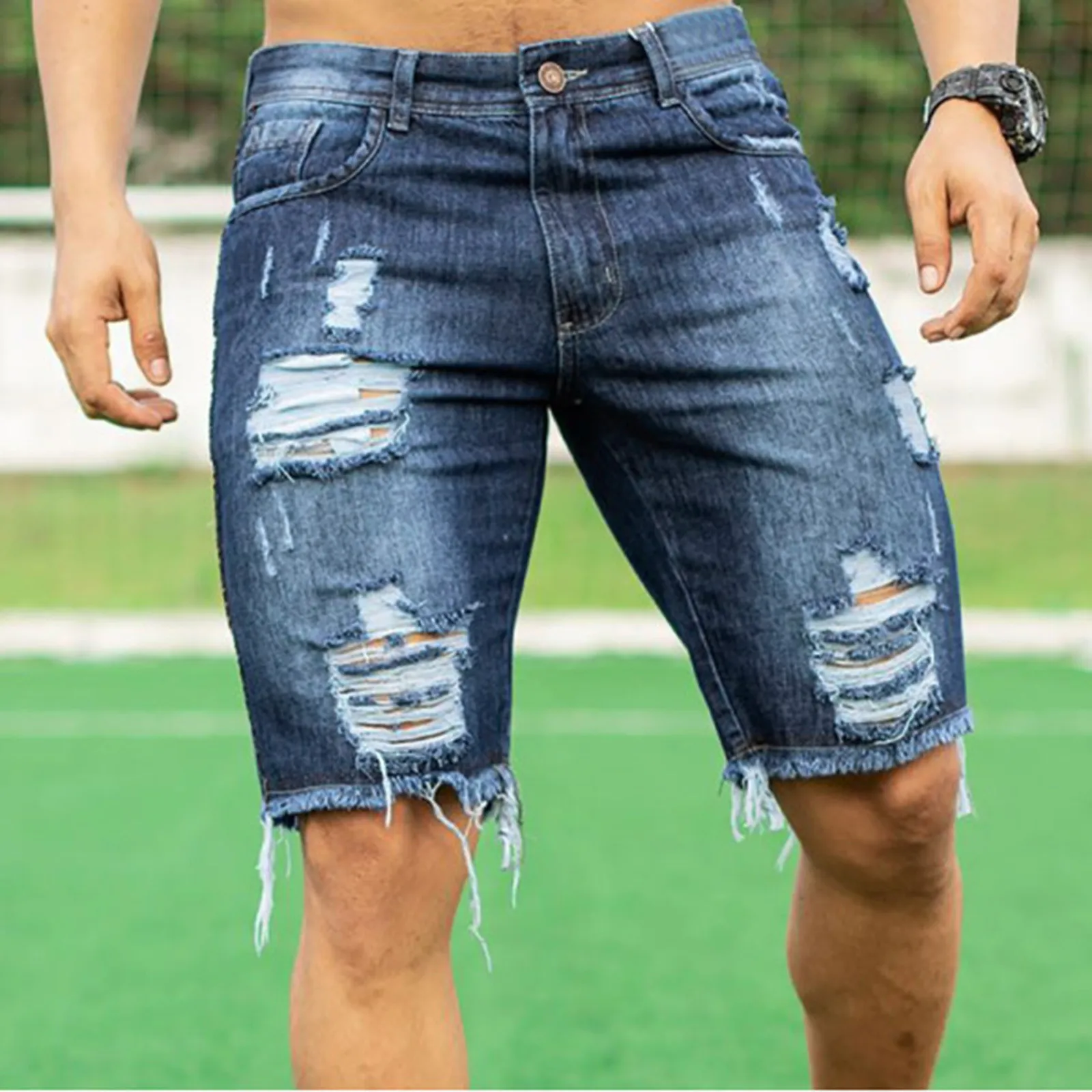 

Mens Shorts Spring Pocket Casual Sports Summer Bodybuilding Denim Short Pants Jeans