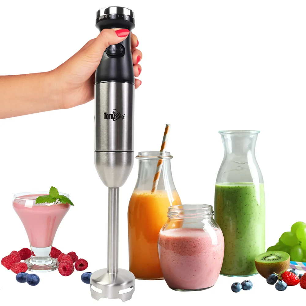 

Total Chef® Variable Speed Immersion Hand Blender 225 Watts with Turbo Boost, Black and Stainless Steel