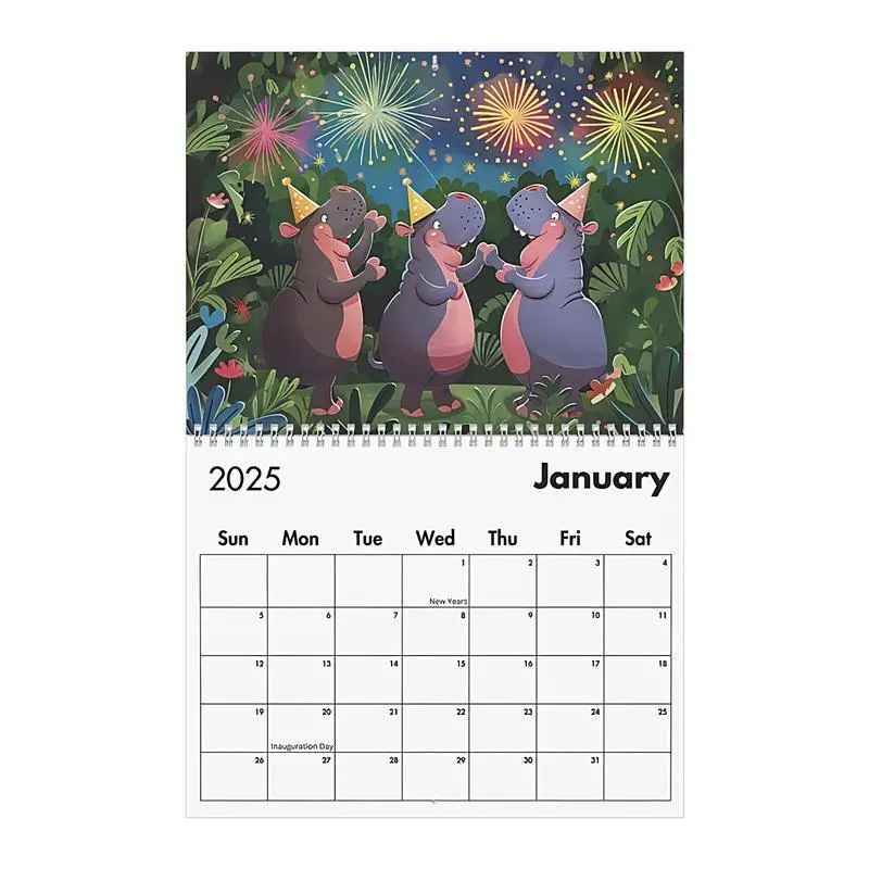 Календарь бегемота на 2025 год забавный подвесной календарь плотная и прочная