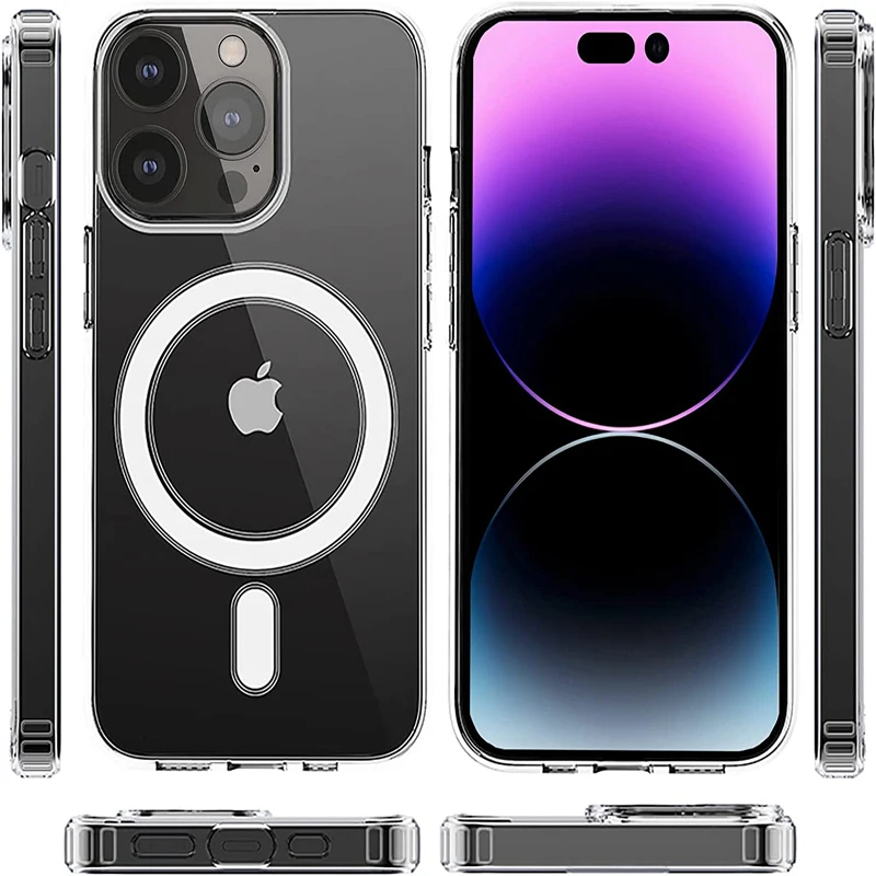 Clear Case For Magsafe iPhone 14 13 12 11 Pro Max 14 13 12 SE 2022 XS Max XS XR  8 7 Magnetic Adsorption Wireless Charging Cover