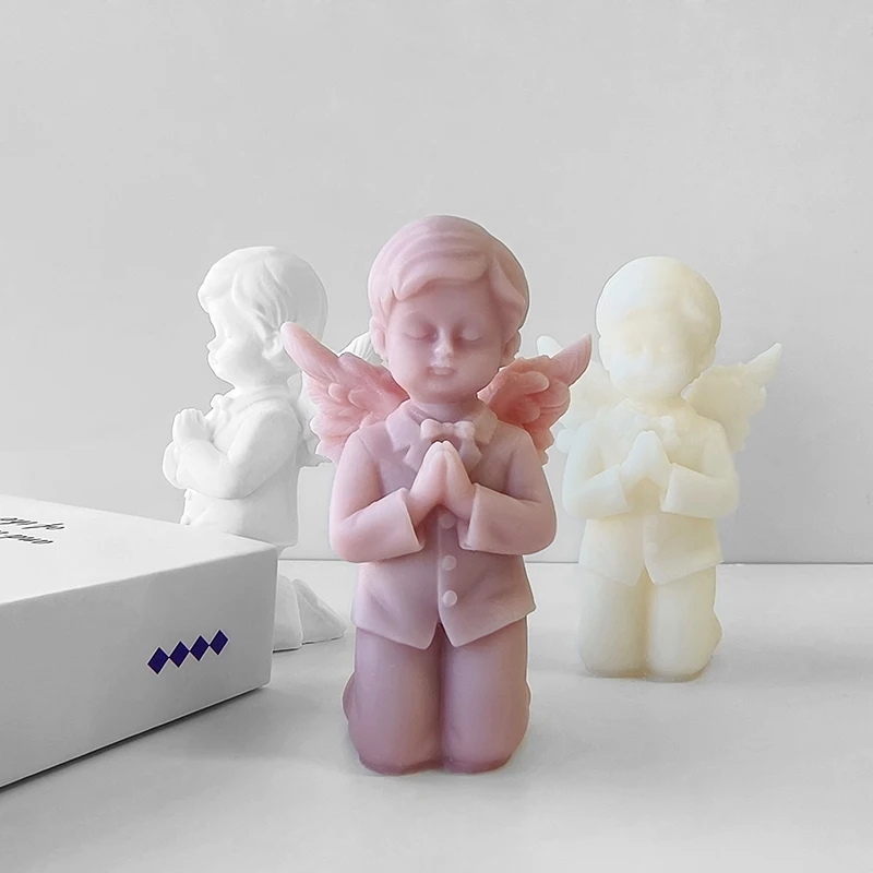 

3D Prayer Angel Creative Candle Silicone Mold DIY Plaster Epoxy Resin Ornament Mould Handmade Soap Candle Making Supplies