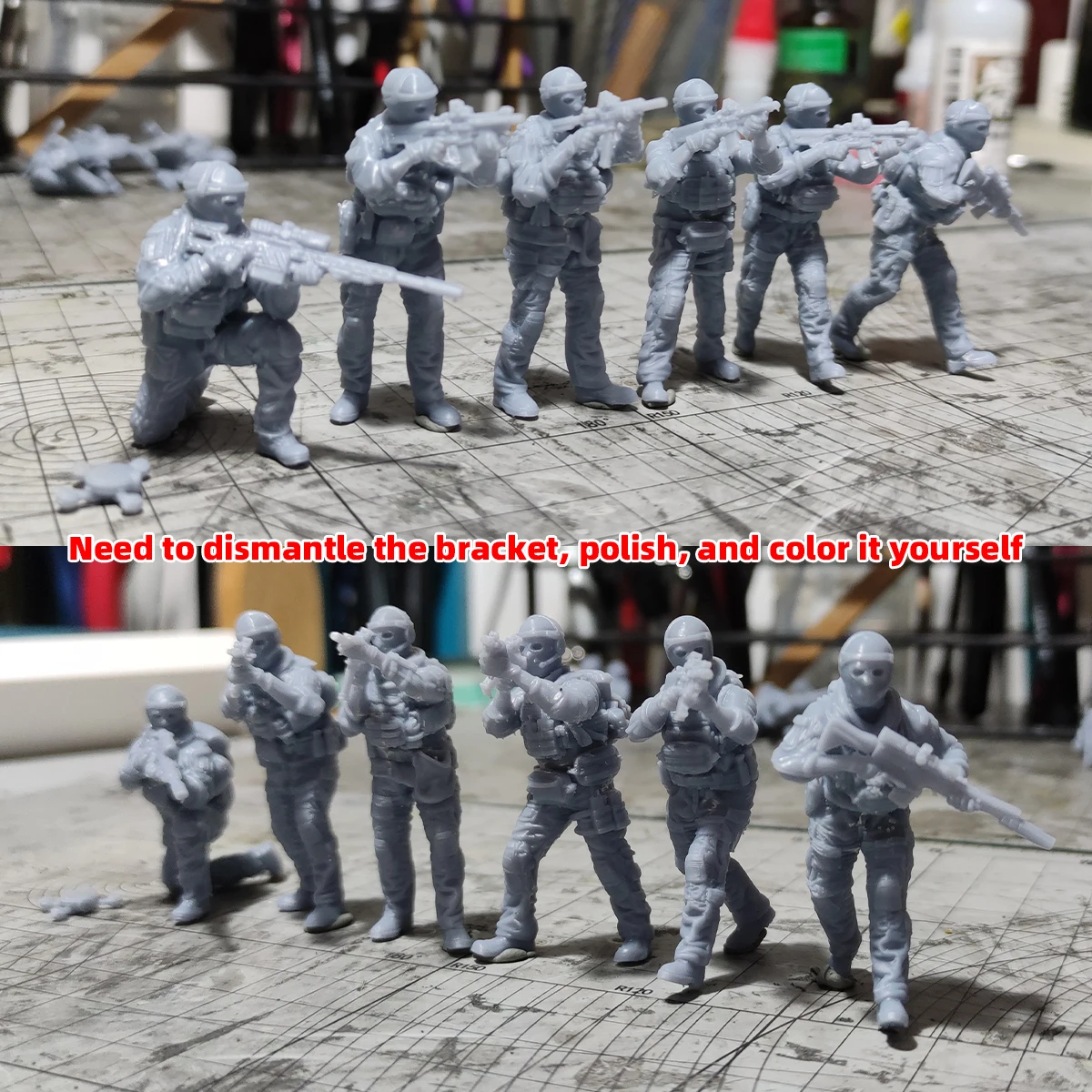 Фото Миниатюрные модели солдат 1/35, 1/48, 1/72 для диорам, неокрашенные смоляные фигурки российских спецназовцев, военные мини-фигурки №4