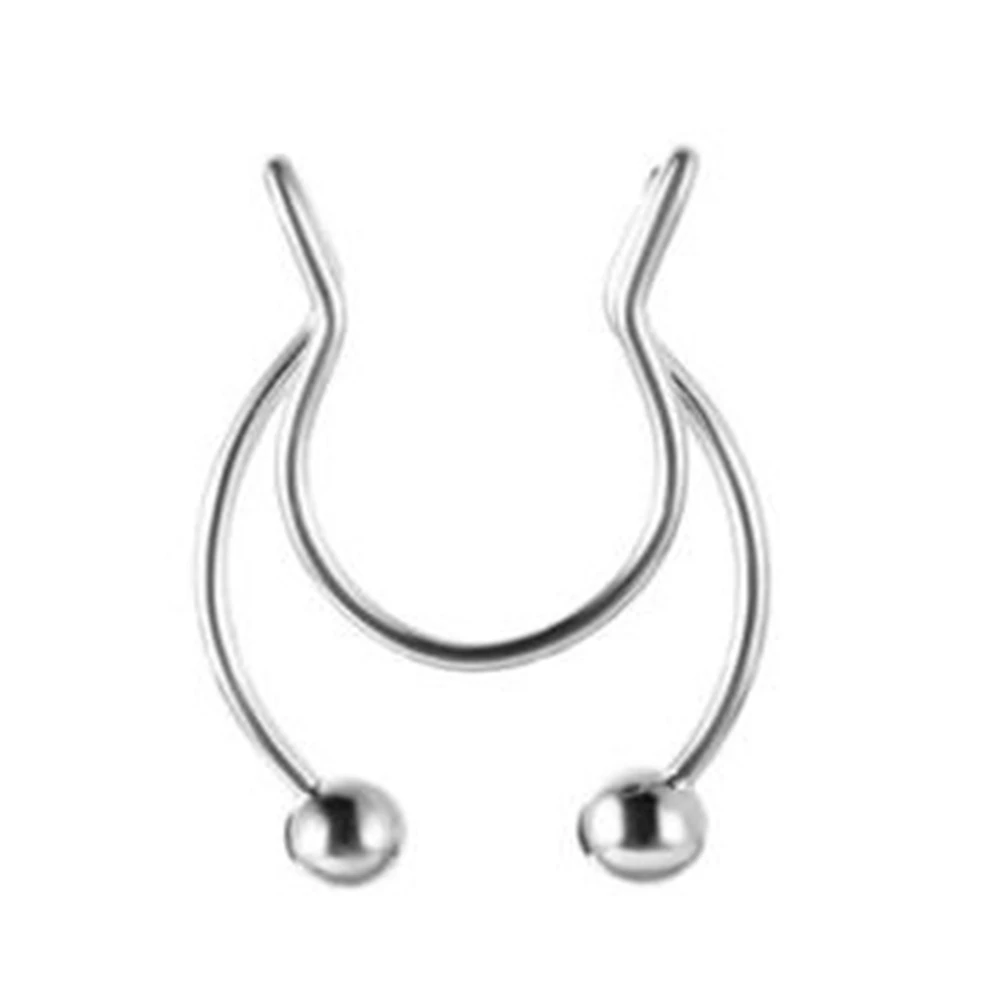

10PCS Stainless Steel Nose Clip U-Shaped Non-Perforated Nose Nail Nose Ring Piercing Jewelry for Men and Women,A