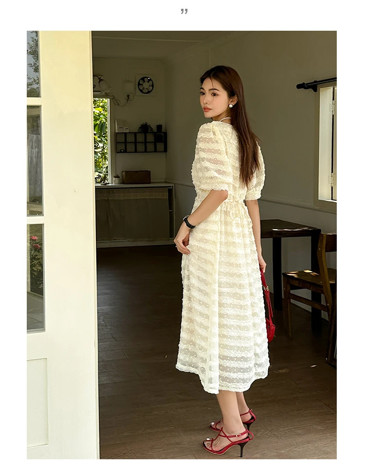 Летнее кружевное платье для беременных 2024 модное плиссированное с пышными