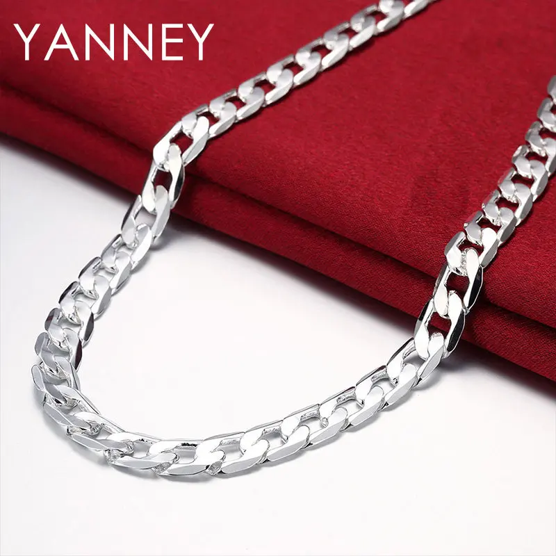 

New Arrival 925 Sterling Silver Man Necklace 10MM 20/24 Inches Side Chain Necklace For Women Fashion Wedding Jewelry Christmas