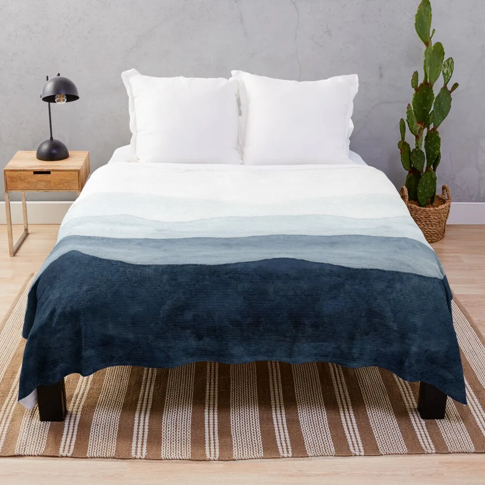 

Mountains Ombre | Indigo Abstract Watercolor Throw Blanket Crochet Blankets Decorative Throw Blanket Tourist Blanket